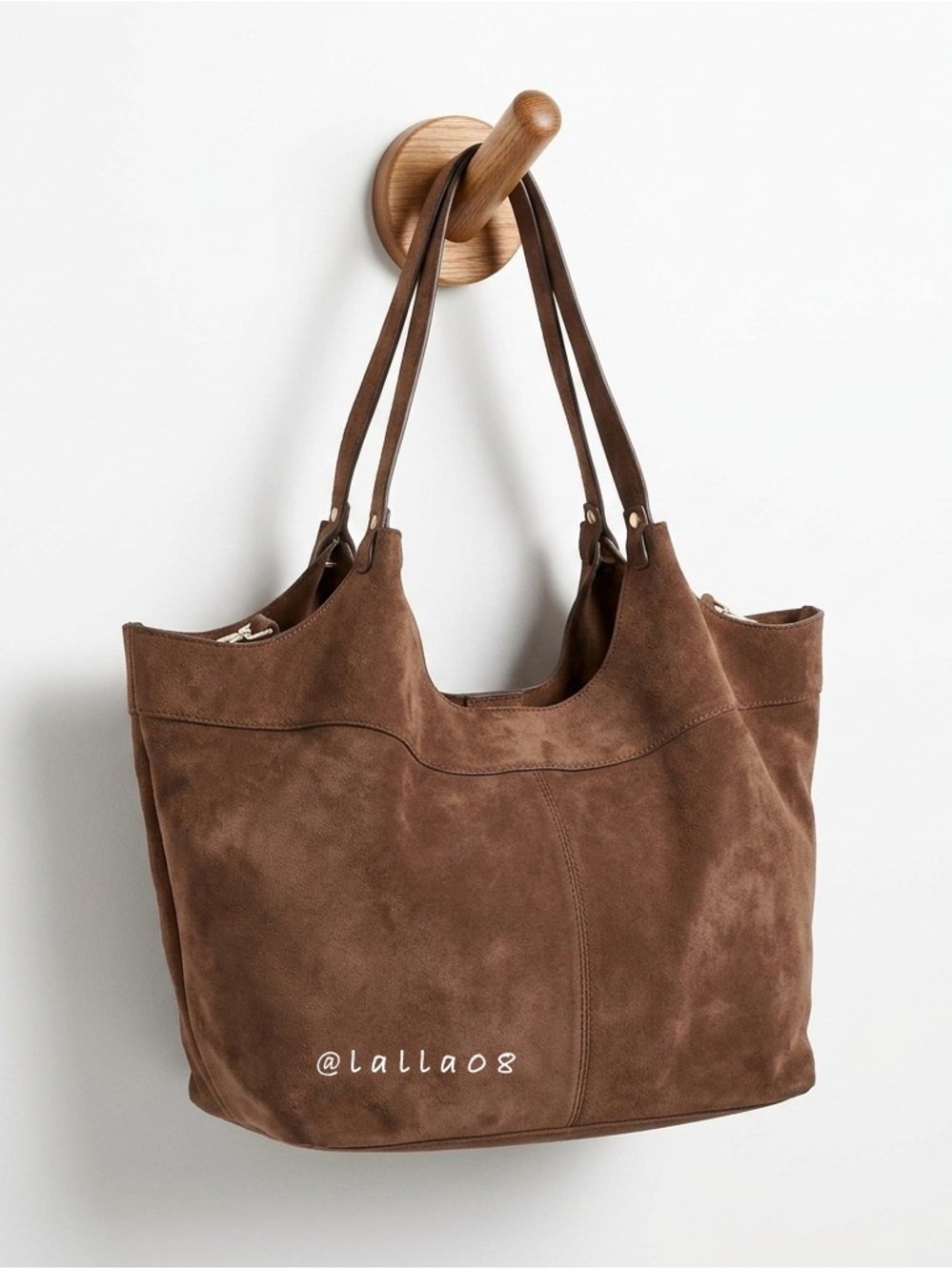 Brown Suede Round Luce Adding Tote